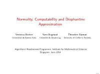 Normality, Computability and Diophantine Approximation