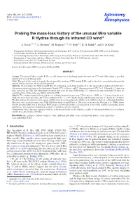 Probing the Mass-Loss History of the Unusual Mira Variable R Hydrae Through Its Infrared CO Wind