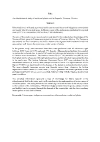 Title: an Ethnobotanical Study of Medicinal Plants Used in Papantla