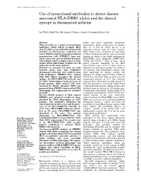 Use of Monoclonal Antibodies to Detect Disease Associated HLA