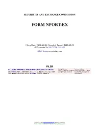 ALLIANZ VARIABLE INSURANCE PRODUCTS TRUST Form NPORT