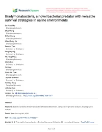 Bradymonabacteria, a Novel Bacterial Predator with Versatile Survival Strategies in Saline Environments