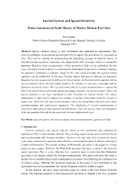 Inertial System and Special Relativity Finite Geometrical Field