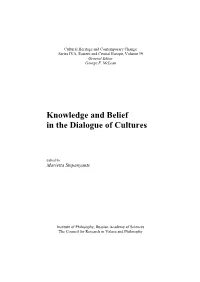 Knowledge and Belief in the Dialogue of Cultures: Russian Philosophical