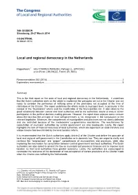 Local and Regional Democracy in the Netherlands