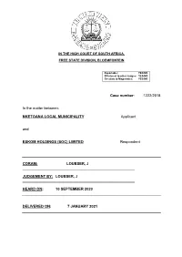 NKETOANA LOCAL MUNICIPALITY Applicant 1 and ESKOM