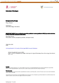 University of Groningen Background by Design Prey, Robert