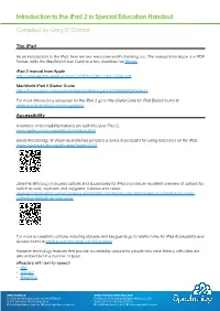 Introduction to the Ipad 2 in Special Education Handout