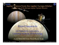 Jupiter-Europa Orbiter and Jupiter Science