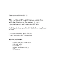 Mfd Regulates RNA Polymerase Association with Hard-To-Transcribe Regions in Vivo, Especially Those with Structured Rnas