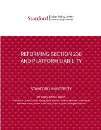 Reforming Section 230 and Platform Liability