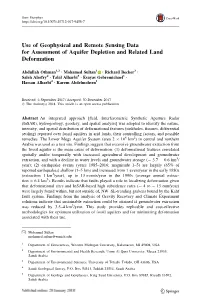 Use of Geophysical and Remote Sensing Data for Assessment of Aquifer Depletion and Related Land Deformation