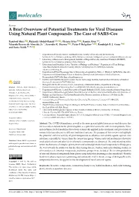 A Brief Overview of Potential Treatments for Viral Diseases Using Natural Plant Compounds: the Case of SARS-Cov