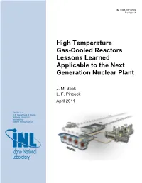 High Temperature Gas-Cooled Reactors Lessons Learned Applicable to the Next Generation Nuclear Plant