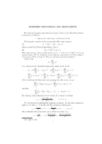 Legendre Polynomials and Applications