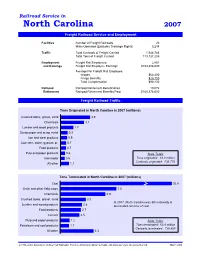 NC Railroad Statistics (2007)
