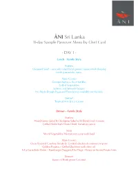 Passover Menu by Chef Cyril