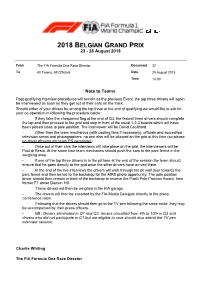 Race Director's Note – Post Qualifying Interviews