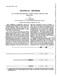 Technical Methods an Interchangeable Throttling Device for Pipettes by J