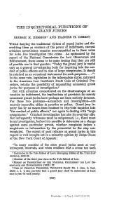 The Inquisitorial Functions of Grand Juries