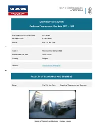 UNIVERSITY of LEUVEN Exchange Programmes: Key Data 2017