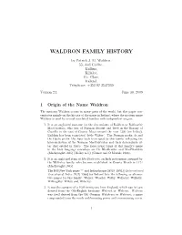 Waldron Family History