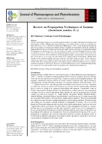 Review on Propagation Techniques of Jasmine (Jasminum Sambac (L.))