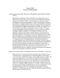 Samuel Yellin Annotated Bibliography