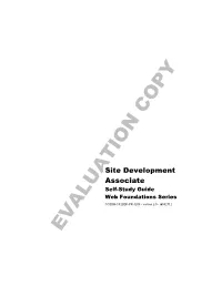 Site Development Associate Self-Study Guide Web Foundations Series CCSSM-CF2SDF-PR-1208 • Version 2.0 • Rd082712
