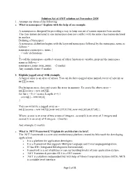 Solution Set of AWP Solution Set November-2018 1. Attempt Any Three of the Following: A. What Is Namespace? Explain with the Help of an Example