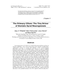 The Primary Cilium: the Tiny Driver of Dentate Gyral Neurogenesis