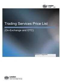 Trading Services Price List