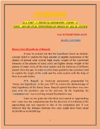 Binary Star Hypothesis of Origin of Solar System