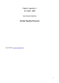 English Linguistics 1 Gender Equality Discourse