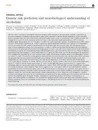 Genetic Risk Prediction and Neurobiological Understanding of Alcoholism