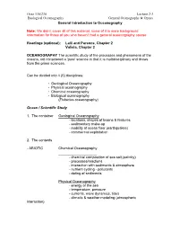 Lecture 2 Oceanography Review & Optics Notes