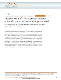 Measurement of Crystal Growth Velocity in a Melt-Quenched Phase-Change Material