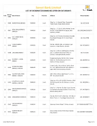 Soneri Bank Limited LIST of DESIGNATED BRANCHES OPEN on SATURDAYS