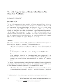 The Civil Judge in Ghana: Remuneration System and Promotion Possibilities