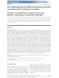 The Relationship Between Different Dimensions of Alcohol Use and the Burden of Disease—An Update