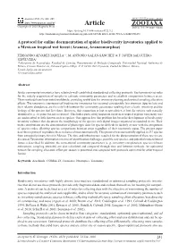 A Protocol for Online Documentation of Spider Biodiversity Inventories Applied to a Mexican Tropical Wet Forest (Araneae, Araneomorphae)