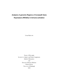 Analysis of Genomic Regions of Increased Gene Expression (RIDGE)S in Immune Activation