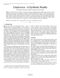Claytronics - a Synthetic Reality D.Abhishekh, B.Ramakantha Reddy, Y.Vijaya Kumar, A.Basi Reddy
