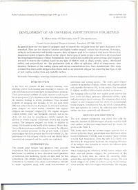 Development of an Universal Paint Stripper for Metals