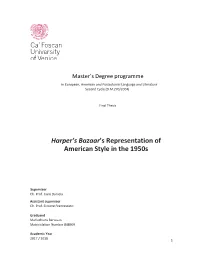 Harper's Bazaar's Representation of American Style in the 1950S