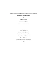 High-Order Automatic Differentiation of Unmodified Linear Algebra
