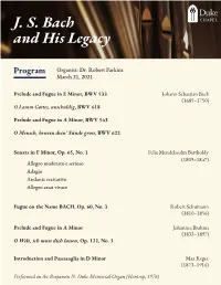 J. S. Bach and His Legacy Program