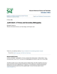 Judith Merril: a Primary and Secondary Bibliography
