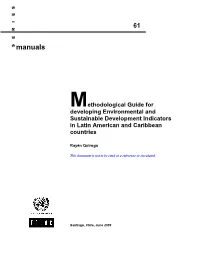 Methodological Guide for Developing Environmental and Sustainable Development Indicators in Latin America and Caribbean Countrie
