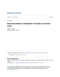 Racial Discrimination in Employment: Proposals for Corrective Action